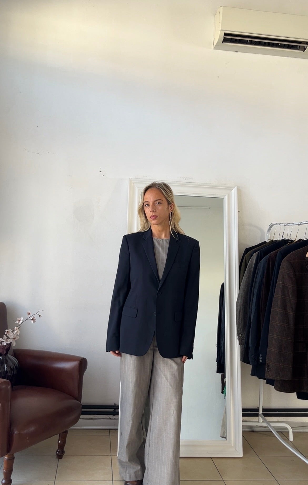 Blazer 44% lana blu scuro slim