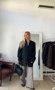 Blazer 100% lana oversize grigio scuro