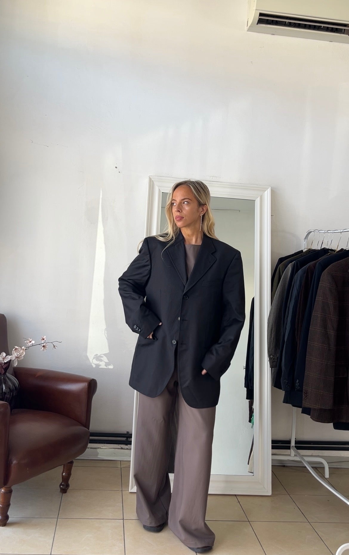 Blazer Loro piana 100% lana grigio scuro oversize