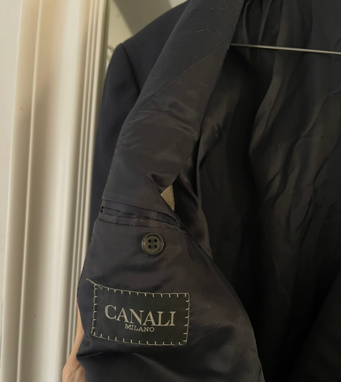 Blazer Canali blu scuro oversize 100% lana